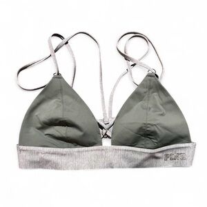 PINK Victoria’s Secret Green & Gray Triangle Bralette Size Small – Soft Lounge